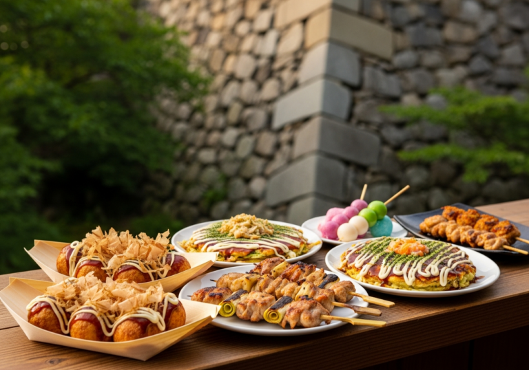Street Food at Osaka Castle: 5 Quick Bites at JO-TERRACE & Miraiza